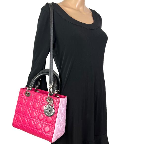 Dior Lady Dior Cannage Tri-Color Lambskin 2-Way Bag - Picture 3 of 9